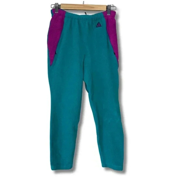 Nike ACG Fleece Sweatpants Retro Baselayer Blue Purple Women's Size Medium - Picture 1 of 7